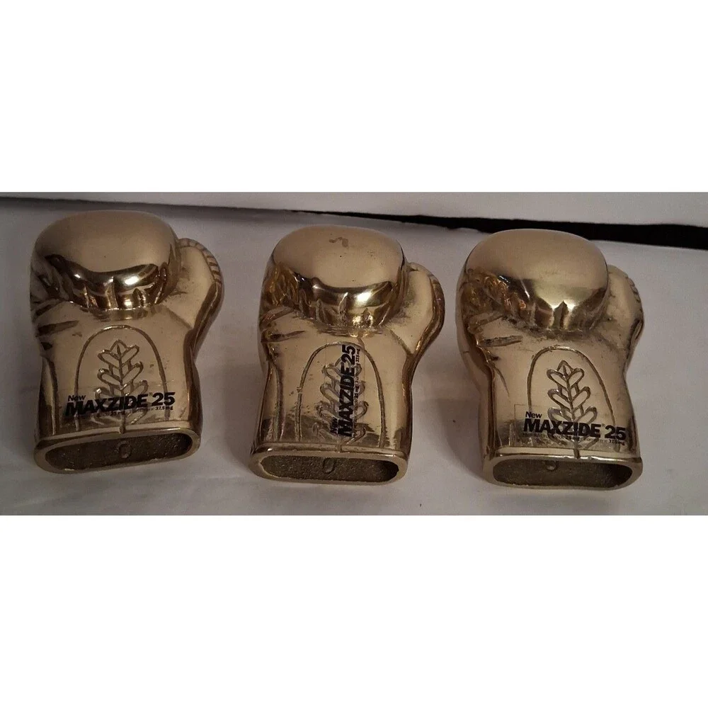 VTG Maxzide 25 Brass Boxing Glove Detailed Logo Back Paperweight Lot